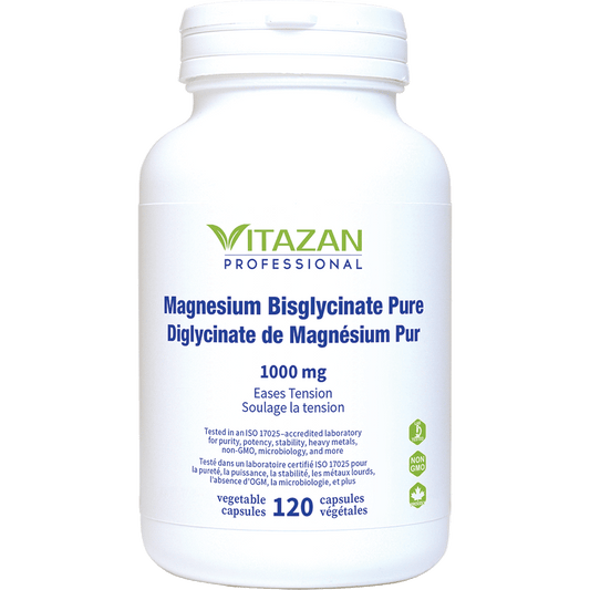 Disglycinate de Magnésium Pur 1000 mg - 120 capsules végétales par Vitazan