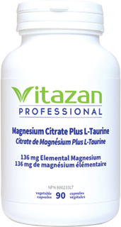 Citrate de Magnésium Plus L-Taurine 136 mg - 90 capsules végétales par Vitazan