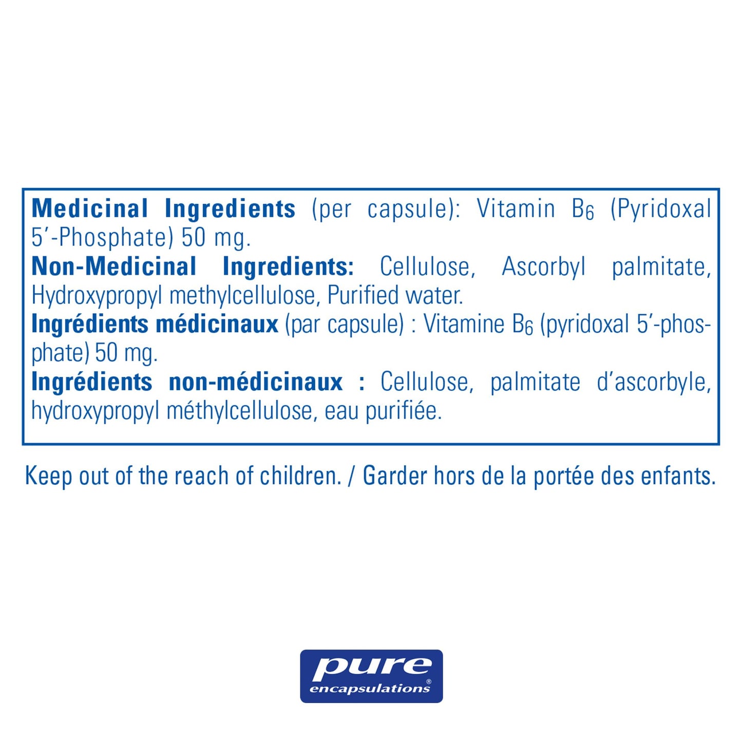 P5P 50 - 180 capsules végétales par Pure Encapsulations